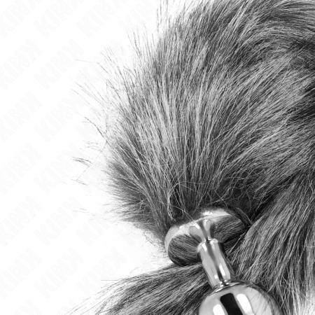 KINK Medium Silicone Plug with 40cm Grey Synthetic Tail - 8x3.5cm