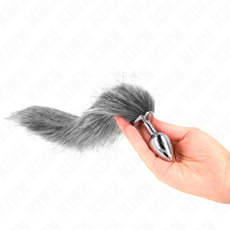 KINK Intimate Plug Model S with 40cm Synthetic Grey Tail, 7x3cm