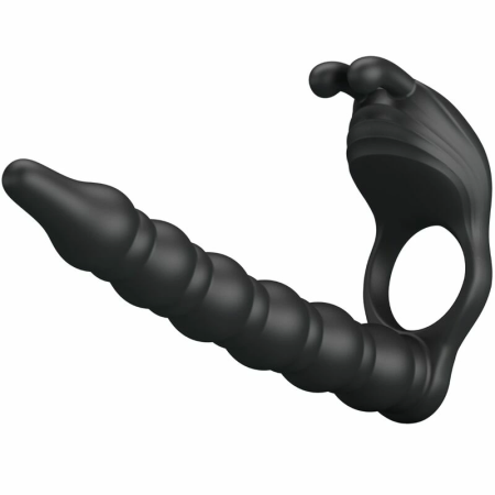 Pretty Love Blackney Silicone Intimate Support Ring with Vibrating Plug, Black