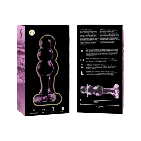 Ibiza Nebula Series Model 1 Intimate Glass Plug Pink 10.5cm Borosilicate