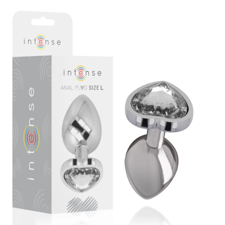 Intense Metal Anal Plug White Heart L - Luxury Aluminum, Crystal Accent