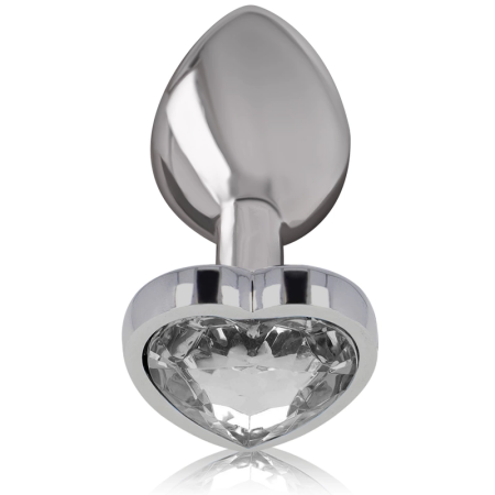 Intense Metal Anal Plug White Heart L - Luxury Aluminum, Crystal Accent