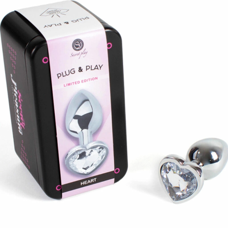Secret Play Metal Plug Small 7cm with Clear Crystal Heart Decoration