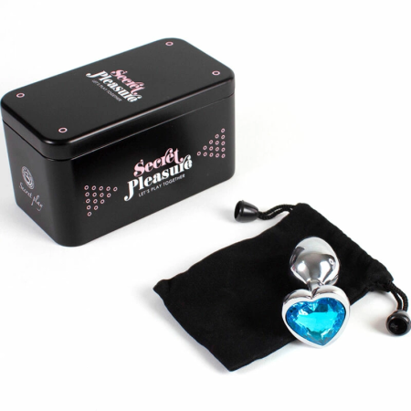 SecretPlay Metal Plug Blue Heart Small 7cm - Aluminum Intimate Accessory