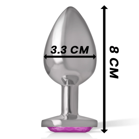 INTENSE Aluminum Metal Plug M with Pink Crystal Accent, 8cm x 3.3cm