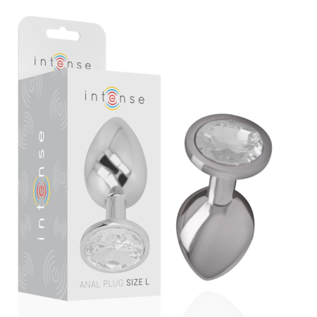 Intense Aluminum Plug L with Silver Crystal - Large Metallic Jewel Design