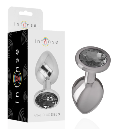 INTENSE Aluminum Metal Plug S with Black Crystal - Elegant Silver Finish