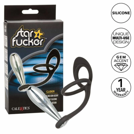 CalExotics Star Fucker Glider Plug - Dual Enhancer & Metal Probe with Gem Base