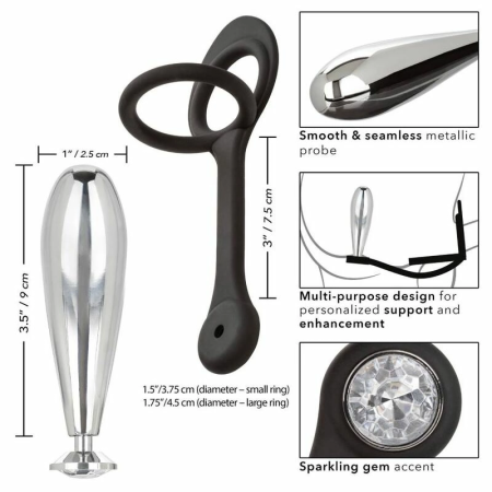 CalExotics Star Fucker Glider Plug - Dual Enhancer & Metal Probe with Gem Base