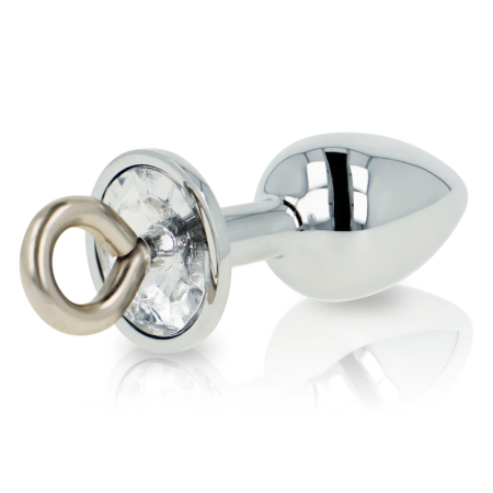 OHMAMA Metal Plug with Transparent Crystal & Grip Ring - Medium Size