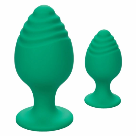 CalExotics Cheeky Anal Plug Green Silicone Waterproof - Size S/L