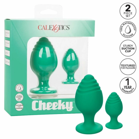 CalExotics Cheeky Anal Plug Green Silicone Waterproof - Size S/L
