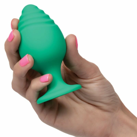 CalExotics Cheeky Anal Plug Green Silicone Waterproof - Size S/L