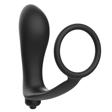 Addicted Toys Vibrating Anal Plug & Stimulation Ring Silicone Black 15cm