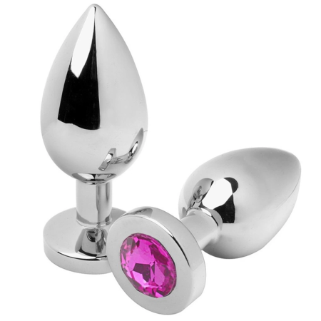 Metal Hard Steel Plug Pink Crystal Medium 7.6 cm Hypoallergenic Finish