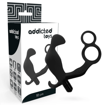 Addicted Toys Black Intimate Plug with Dual Support Rings, 11.4 cm