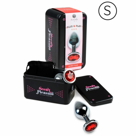 Secret Play Metal Intimate Plug Red S - Aluminum, Diamond Accent, 7.5 cm