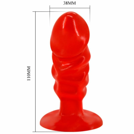 Baile Unisex Plug Model Red Suction Cup Flexible Anatomical Design