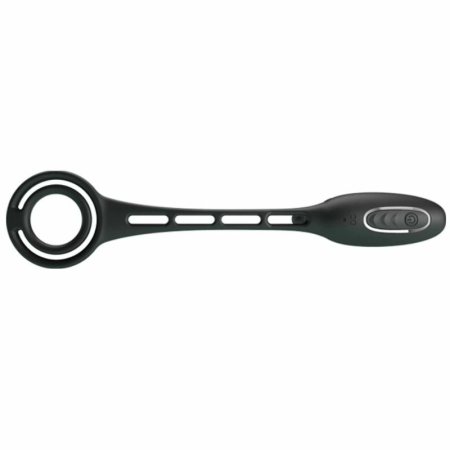 Pretty Love Vibrating Silicone Double Intimate Ring Set, Black, USB Rechargeable