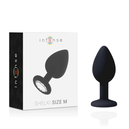 Intense Shelki M Black Silicone Plug with Diamond-Shaped Base 8cm
