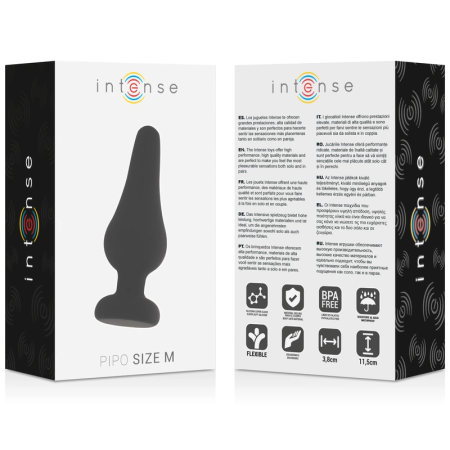 Intense Pipo M Black Silicone Anal Plug 11cm - Compact & Flexible Design