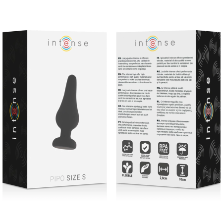 Intense Pipo S Silicone Anal Plug Black 9.8 cm - Classic Tapered Design