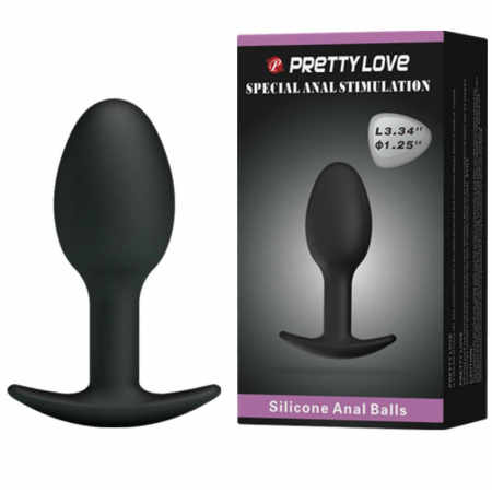 Pretty Love Silicone Intimate Plug 6.5 cm Black with Weighted Core