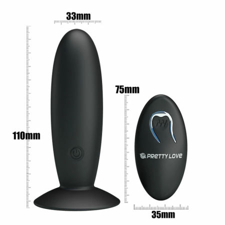 Pretty Love Anal Plug Black - Rechargeable Silicone Model with Remote Control