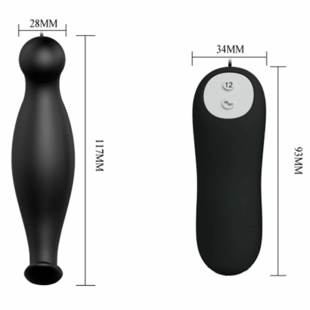 Pretty Love Silicone Intimate Plug 12-Mode Black Remote-Controlled