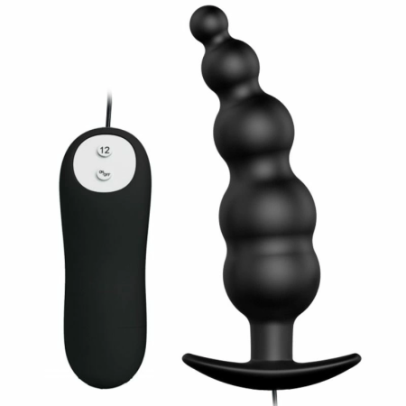 Pretty Love Silicone Intimate Plug Black 12 Vibration Modes Remote Control