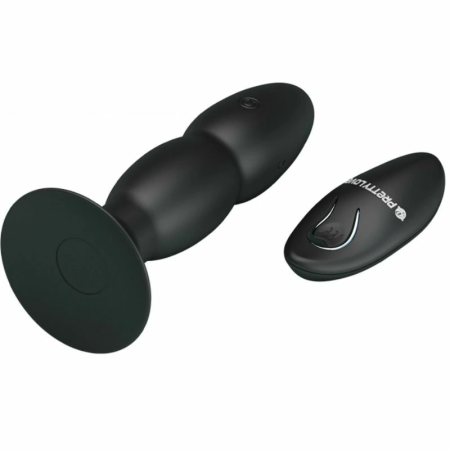 Pretty Love Anal Plug with Remote Control, Vibration & Rotation, Black