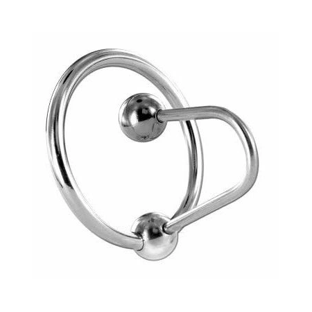METAL HARD Steel Glans Ring with Urethral Pin, 30 mm, Hypoallergenic