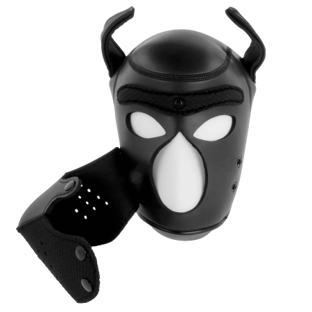 Darkness Neoprene Dog Mask L - Adjustable Removable Muzzle Black/Red