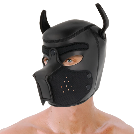 Darkness Neoprene Dog Mask L - Adjustable Removable Muzzle Black/Red