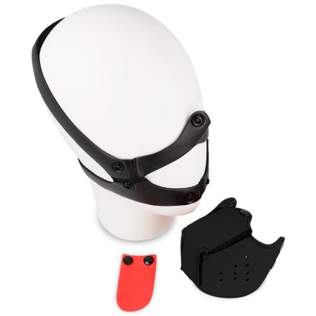 OHMAMA Adjustable Dog Face Costume Mask Black - 4-Position Strap