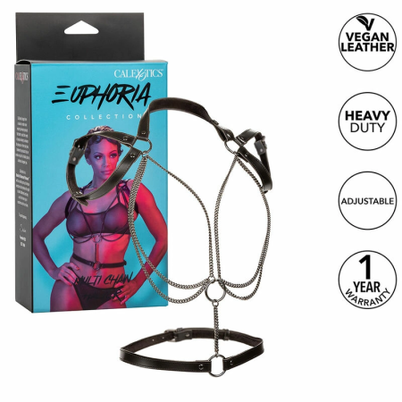 CalExotics Euphoria Multi-Chain Halter Harness Premium, Adjustable Vegan Leather
