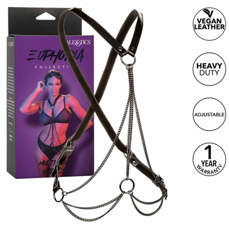 CalExotics Euphoria Multi-Chain Harness Premium Vegan Leather Black