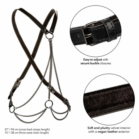 CalExotics Euphoria Multi-Chain Harness Premium Vegan Leather Black