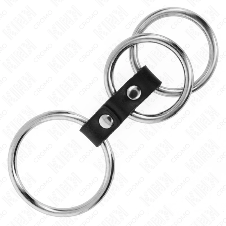 KINK Triple Metal Ring Set with Leather Connector 3.7-5 cm