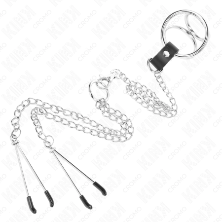 KINK Triple Chrome Metal Ring Set with 26 cm Chain & Adjustable Clips