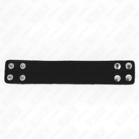 KINK Leather Adjustable Ring with Pressure Closure 18.5x3.3 cm Black