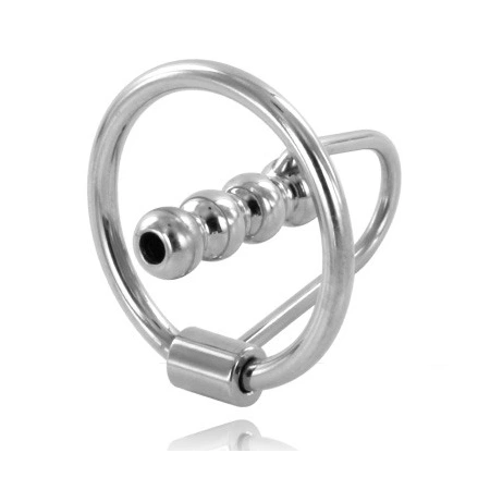 METAL HARD Steel Glans Ring with Urethral Plug 30mm Diameter