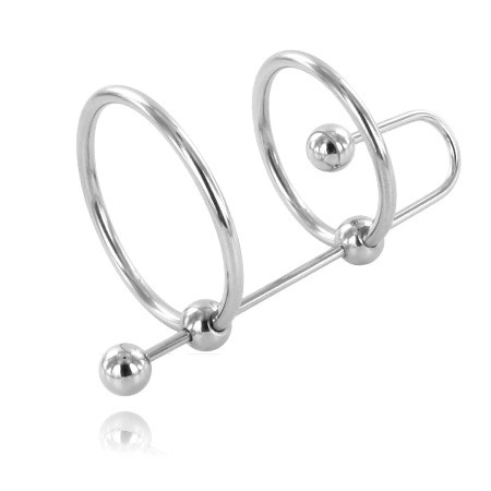 Metal Hard Steel Dual Ring & Urethral Stopper System 28/32 mm
