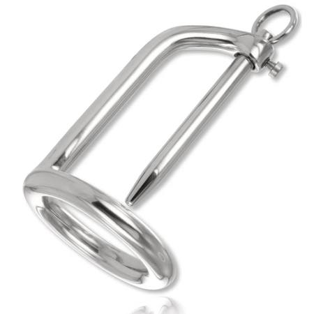 METAL HARD Stainless Steel Glans Ring with Urethral Plug, Silver, Universal
