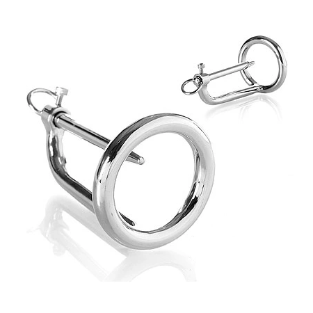 METAL HARD Stainless Steel Glans Ring with Urethral Plug, Silver, Universal