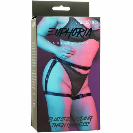 CalExotics Euphoria Plus Size Adjustable Riding Thigh Harness - Black Velvet