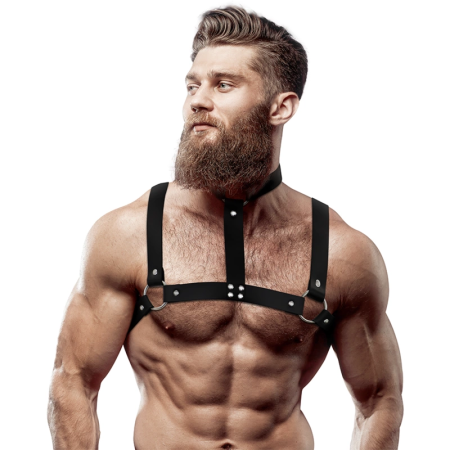Fetish Submissive Attitude Adjustable Vegan Leather Chest Harness for Men