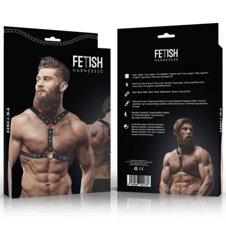 Fetish Submissive Attitude Eco-Leather Chest Harness for Men, Adjustable, Black