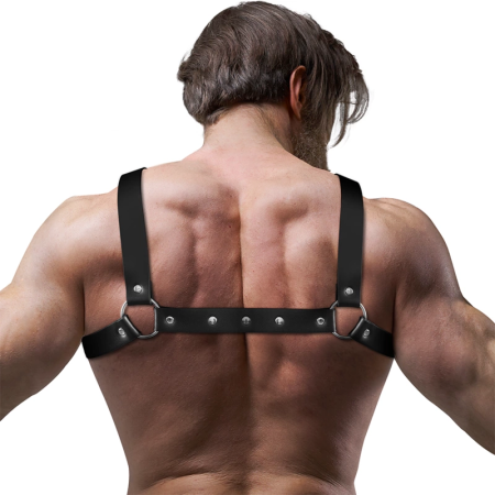 Fetish Submissive Attitude Eco-Leather Adjustable Bulldog Chest Harness Black