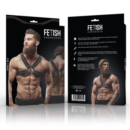 Fetish Submissive Attitude Men's Eco-Leather Chest Harness Studded, Adjustable